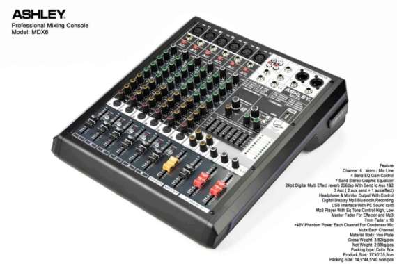 Mixer Ashley MDX 6 / MDX6 6 CHANNEL ORIGINAL BLUETOOTH USB