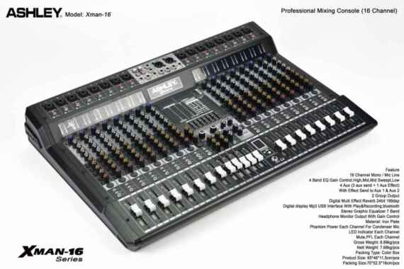 Mixer Ashley Xman16 / XMAN 16 Original 8CH Bluetooth - USB Interface