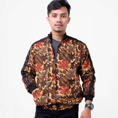Batik Distro T1255 Daun Bledak Jaket Pria Batik - Coklat