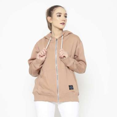Cottonology Jaket Hoodie Wanita Polos Mocca XL