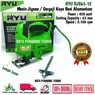 MESIN JIGSAW LASER TEKIRO RYU RJS 65-1 E / GERGAJI POTONG KAYU BESI ALMUNIUM JIG SAW RJS65-1E ORIGIN