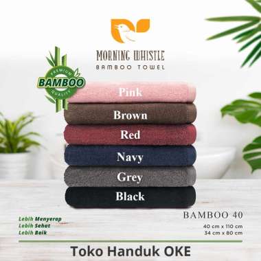 OKE TP Morning Whistle Bamboo Towel Bamboo 40 Handuk Mandi Black 34x80
