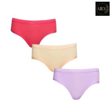 Aily FR39 Celana Dalam Wanita Basic Polos Set 3pcs - Warna Random