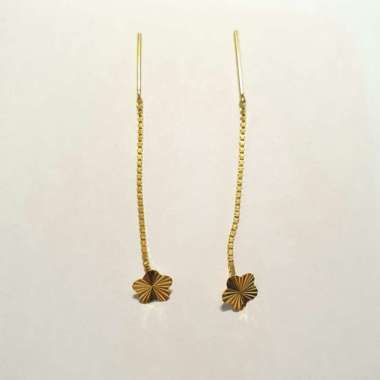 Koleksi anting panjang model flower emas asli - 0.52gr/875