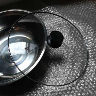 Tutup Panci Kaca Ukuran 20 - 32 Cm Tutup Wajan Teflon Wokpan Lengkap Dengan Knob Pegangan Packing St
