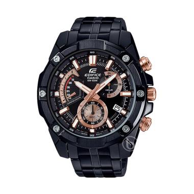 CASIO Edifice Chronograph Retrograde Original Jam Tangan Pria [EFR-559DC-1A] Black Rose Gold