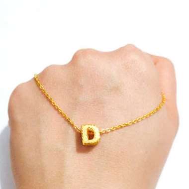 kalung inisial huruf D emas asli