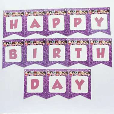 banner flag bunting flag garland flag ulang tahun happy birthday karakter BTS TINITAN TINYTAN TINY T