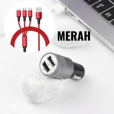 Paket murah Charger dual USB + Kabel data 3 in 1 Charger hp motor scoopy beat vario pcx beat deluxe 