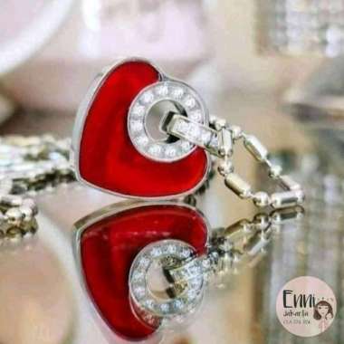 Kalung Kesehatan Biocarbon Pendant Heart Red MCI MGI