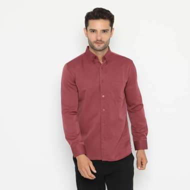 Platini Baju Kemeja Polos Basic Pria Panjang Polinosic Magenta 66110 XL