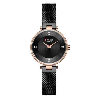 CURREN 9031 Jam Tangan Wanita Analog Stainless Steel Adjustable Clasp Hitam Rosegold