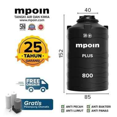 Tangki Air / Toren / Tandon Mpoin Plus 800W Hitam