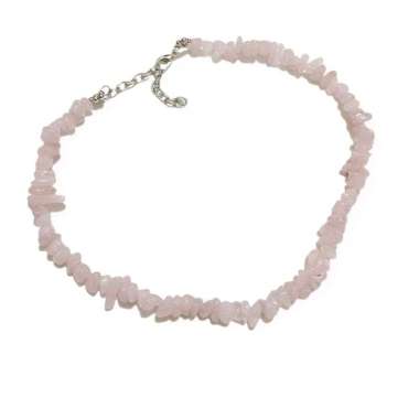 Jeannete Quartz Cracked Stone Beads Necklace Kalung Batu Kristal Rose Quartz