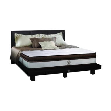 Serta Perfection with Divan and HB Boston Grey Bed [Full Set] 180 x 200 White -