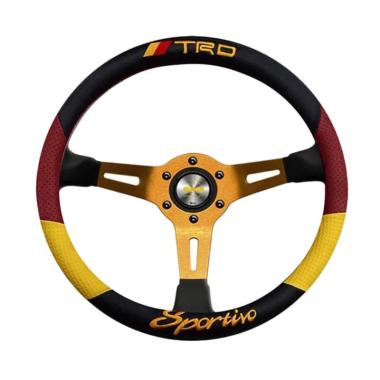 Custom Cover Stir Mobil TRD Sportivo [ Sarung Stir Mobil ] Red Yellow Fluo