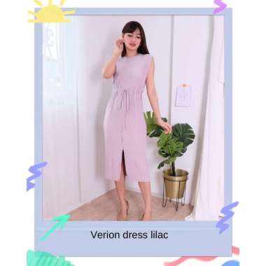 Verion Dress Casual Terusan Premium Plisket Baju Kondangan Pesta Fashion Wanita Lilac