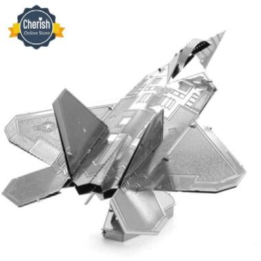Puzzle Metal 3D Replika Pesawat F-22 RAPTOR Mainan DIY Koleksi MB-022