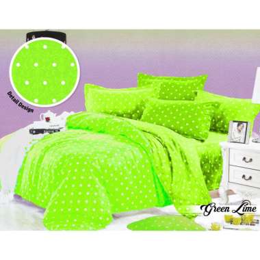Romeo Polkadot Emboss Set Sprei - Green Lime [Tinggi 30 cm] 180 x 200 Multicolor