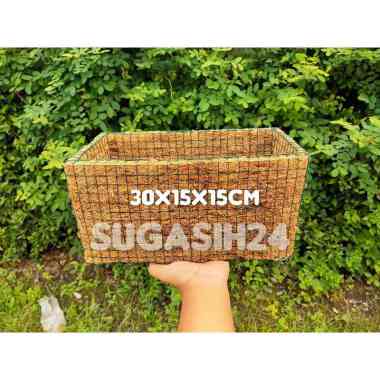 Pot persegi panjang 30x15x15cm serabut kelapa Bawah hanya kawat