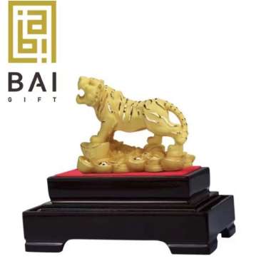 BAI GIFT PATUNG SHIO MACAN LAPIS EMAS 24K PATUNG SHIO MACAN SIZE M