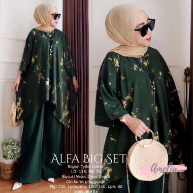 Alfa Big Set - One Set Jumbo Rayon Tie Dye Premium Waka Waka Setelan Wanita Celana Panjang Set Bigsi