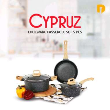 panci penggorengan set Cypruz Cookware Casserole Set 5 Pcs