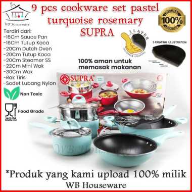 Panci set / Panci Set 9pcs Supra / Cookware set 9 piece Supra Rosemary Turquoise