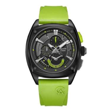 Alexandre Christie AC 6591 MCREPBALE Men Black Dial Green Lime Rubber Strap Hijau