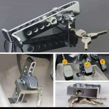 Kunci Gembok Pengaman Pedal Kopling Rem Mobil Anti Maling Silver