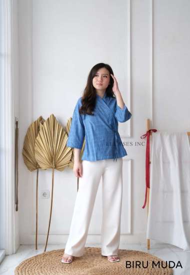 ELLIPSESINC Atasan Kimono Wanita/Hanbok Modern Jumbo/Atasan Jumbo Wanita/Ayane Kimono Top XL BIRU MU