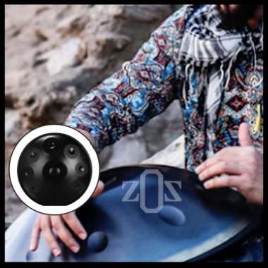 Drum Perkusi Tongue Hang Handpan Steel 10 Tune Set BLACK