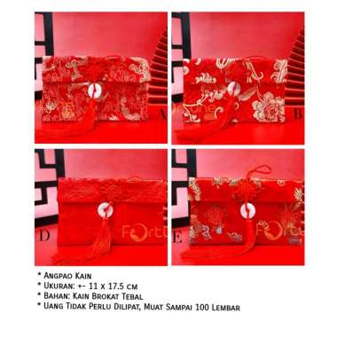 AMPLOP MERAH ANGPAO FU MOTIF KAIN GANTUNG HONG BAO RED BISA UNTUK WEDDING ATAU SANGJIT