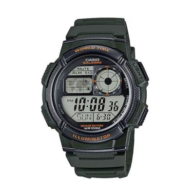 CASIO Jam Tangan Digital Pria [AE-1000W-1AVDF,AE-1000W-1BVDF,AE-1000W-2AVDF,AE-1000W-3AVDF] Green
