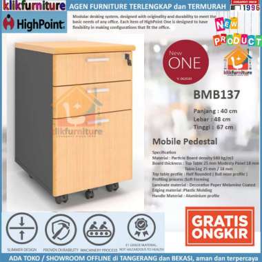 Mobile Drawer Pedestal Laci Dorong 3 Susun BMB137 Highpoint