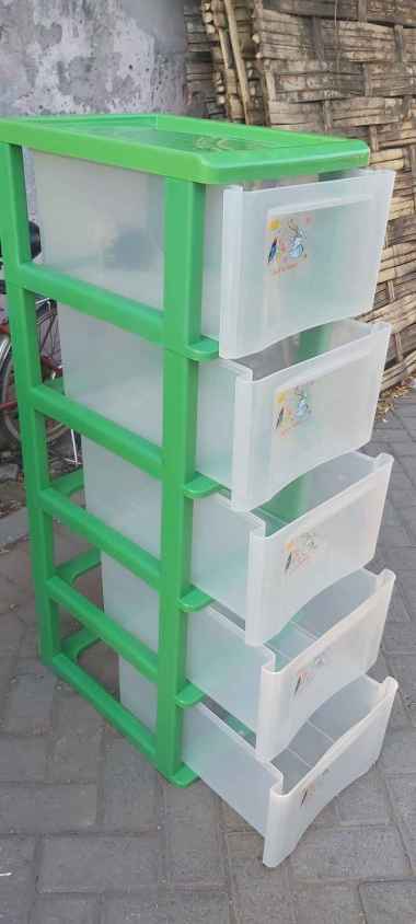 Lemari Plastik Laci KIM Bening Premium Kartun Bening Susun 5 + Roda [KHUSUS KIRIM GOJEK] MURAH SURAB