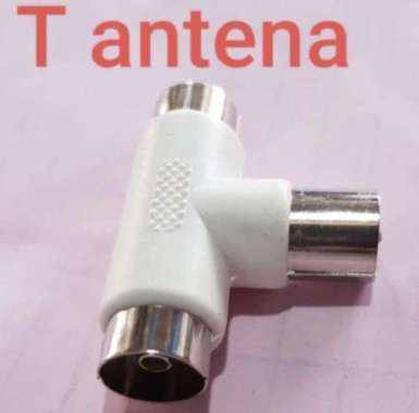 Sambungan T Anten / Splitter T Jack Jek Antena TV 1 Male to 2 Female