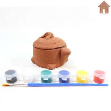 DIY Mewarnai Tanah Liat Cepuk Kura + Cat 6 Warna + 1 Kuas + cat 6warna
