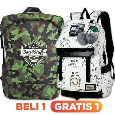 BELI 1 GRATIS 1 - BELI 1 RAIDEN TAS RANSEL PRIA + GRATIS 1 KITTY TAS SEKOLAH ANAK WARNA ACAK PAKET-H