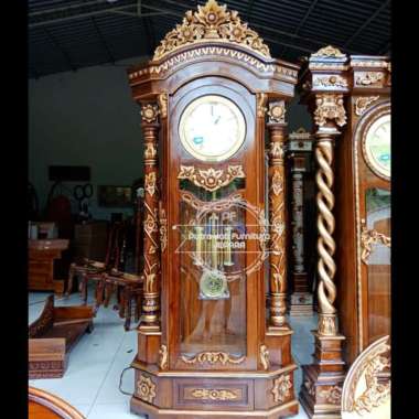 Lemari Jam Hias Besar Kayu Jati Full Ukir Jepara - Jam Masjid Besar