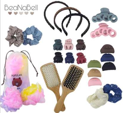 Paket Bundling 1 Paket Jedai Scrunchie Spons Mandi Sisir Kayu Kotak