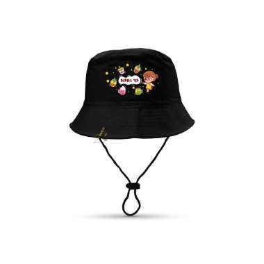 Topi Bucket Hat anak sablon BOBA/Bucket Sablon BOBA Boba Hitam