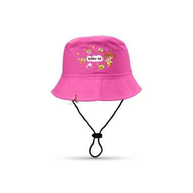 Topi Bucket Hat anak sablon BOBA/Bucket Sablon BOBA Boba Pink