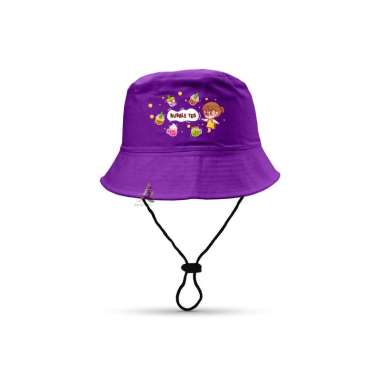 Topi Bucket Hat anak sablon BOBA/Bucket Sablon BOBA Boba ungu