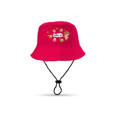 Topi Bucket Hat anak sablon BOBA/Bucket Sablon BOBA Boba Merah