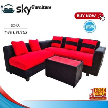 GRATIS ONGKIR JABODETABEK! Sofa L putus - Sofa Minimalis - Sofa Empuk merah hitam