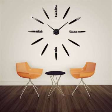 Jam Dinding Tempel Besar Raksasa 3D giant wall Diameter 80-130 CM 661 Hitam