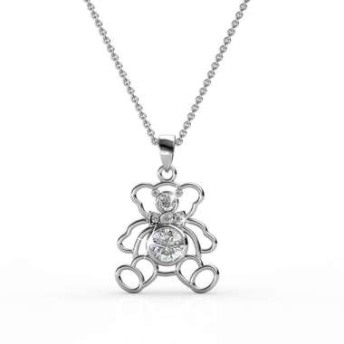 Teddy Bear Pendant - Kalung Crystal by Her Jewellery White Gold