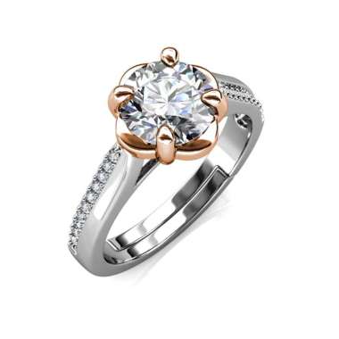 La Rose Ring - Cincin Moissanite Diamond by Her Jewellery GRA - Rose Gold Adjustable