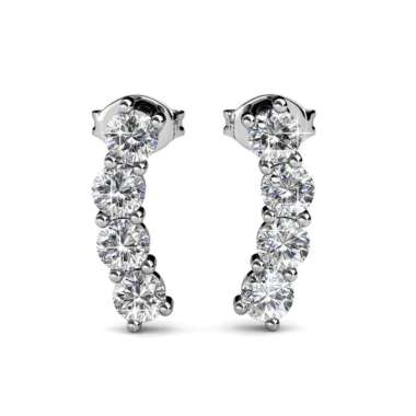 Curl Stud Earring - Anting Crystal Swarovski by Her Jewellery - White Gold